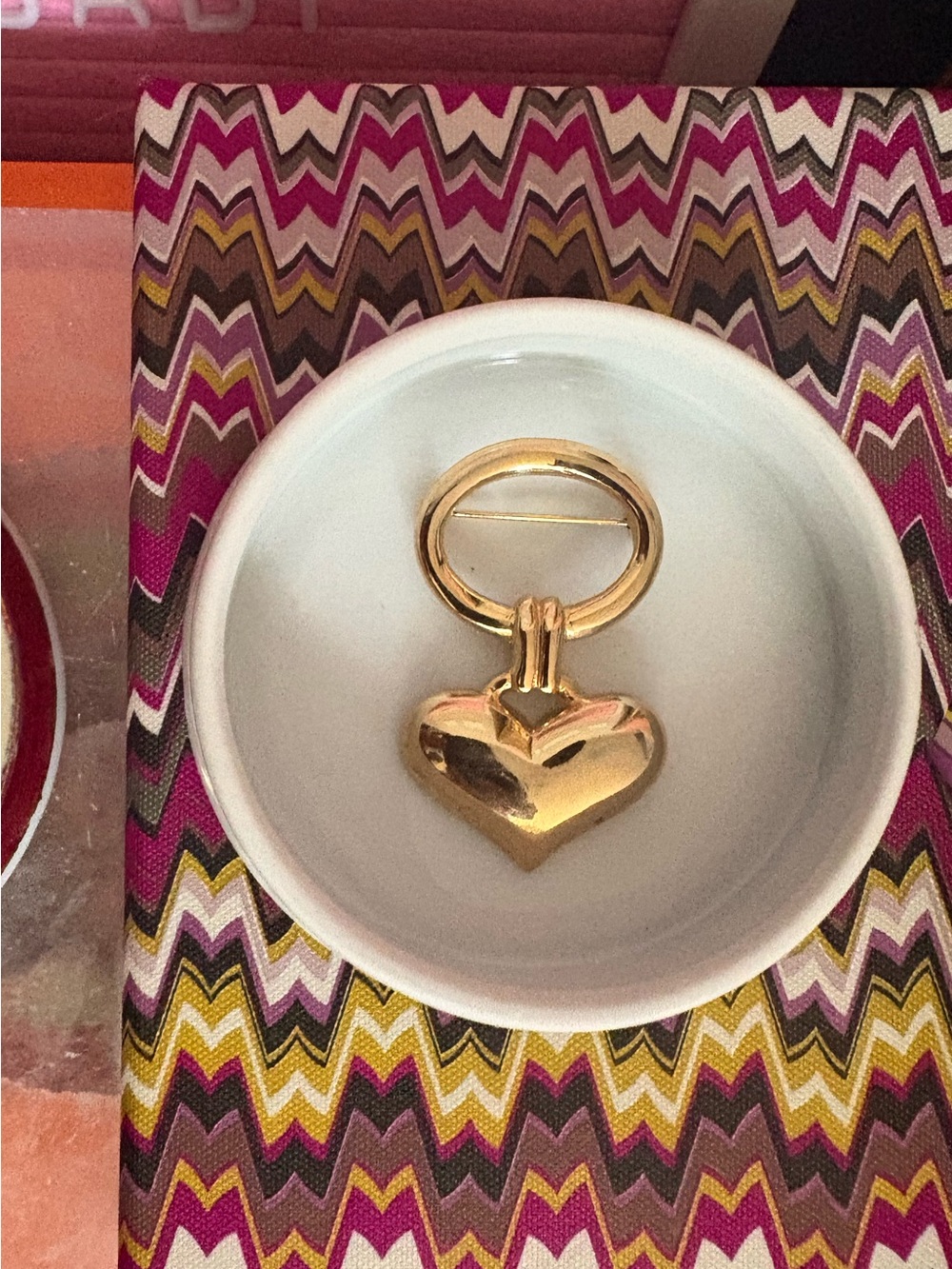 Vintage Gold Heart & Circle Brooch